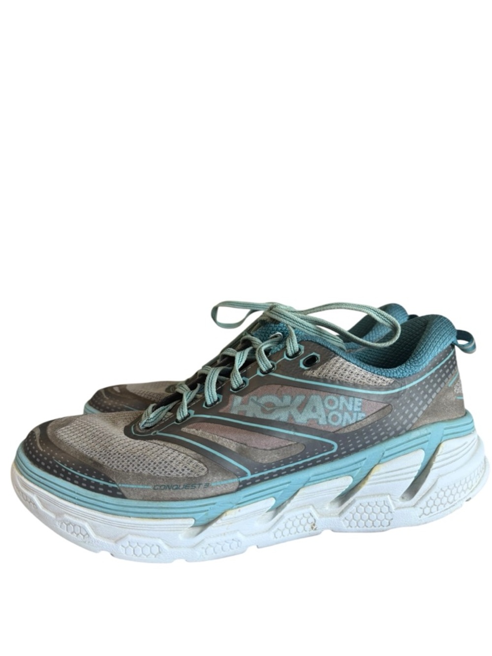 Hoka One One Conquest 3 Womens Running Shoes Gray Athletic Sneakers Size 6.5